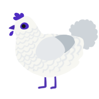 A white and mist chicken with a lace pattern