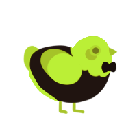 A sable and chartreuse chicken with a head pattern