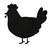 A black chicken with a head pattern