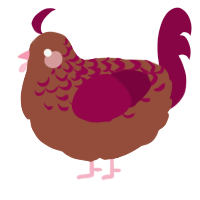 A russet and maroon chicken with a half-lace pattern