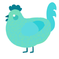 A mint and aqua chicken with a double-lace pattern