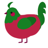 A crimson and leaf chicken with a head pattern
