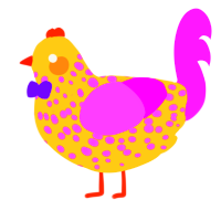 A honey and orchid chicken with a speckle pattern