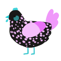 A sable and lavender chicken with a speckle pattern