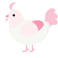 A white and rose chicken with a head pattern