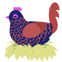 A navy and red chicken with a lace pattern