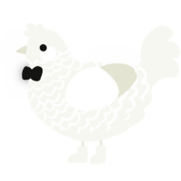 A white chicken with a lace pattern