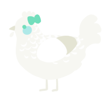 A white chicken with a half-lace pattern