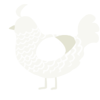 A white chicken with a lace pattern