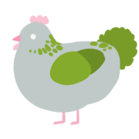 A silver and chartreuse chicken with a neck-speckle pattern