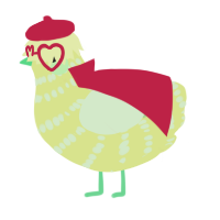 A lemon and gluppy chicken with a bar pattern