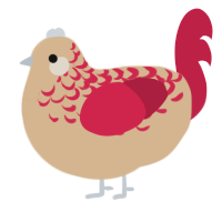 A beige and crimson chicken with a half-lace pattern