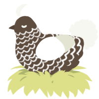 A bark and white chicken with a lace pattern