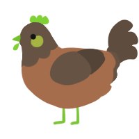 A brown and bark chicken with a head pattern