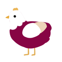 A maroon and cream chicken with a head pattern