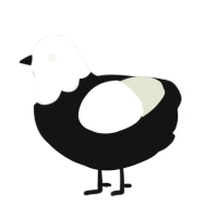 A black and white chicken with a head pattern