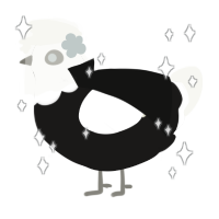 A sable and white chicken with a head pattern