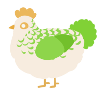 A cream and grass chicken with a half-lace pattern