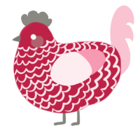 A crimson and rose chicken with a lace pattern