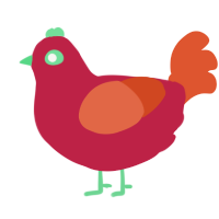 A crimson and vermilion chicken