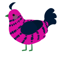 A fuchsia and tumblr chicken with a bar pattern