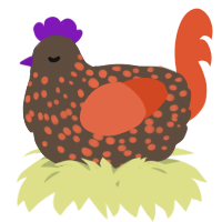 A bark and vermilion chicken with a speckle pattern