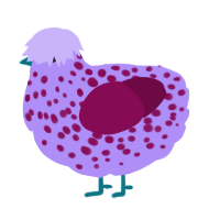 A lilac and wine chicken with a speckle pattern