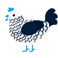 A white and tumblr chicken with a lace pattern