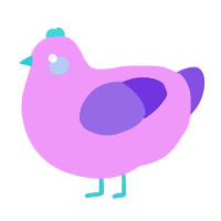 A lavender and blurple chicken
