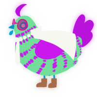 A spring and amethyst chicken with a bar pattern