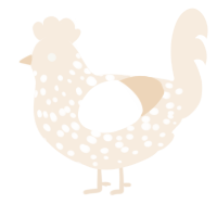 A cream chicken with a speckle pattern