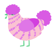 A rose and orchid chicken with a bar pattern