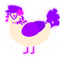 A cream and violet chicken with a neck-speckle pattern