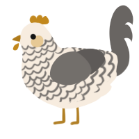 A cream and grey chicken with a lace pattern