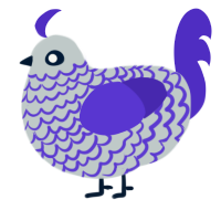 A silver and indigo chicken with a lace pattern