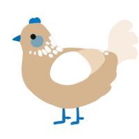 A beige and cream chicken with a neck-speckle pattern