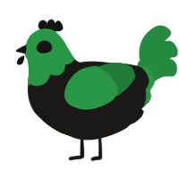 A sable and viridian chicken with a head pattern