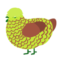 A lime and russet chicken with a lace pattern