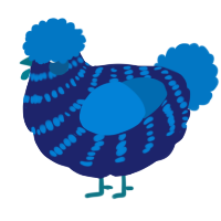 A navy and sapphire chicken with a bar pattern
