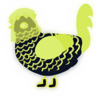 A tumblr and lime chicken with a lace pattern