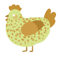 Clothespin, a lemon and gold chicken with a speckle pattern