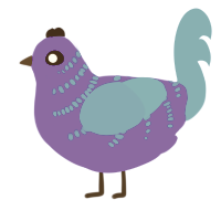 A chartreuse and brown chicken with a half-bar pattern