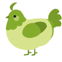 A lemon and chartreuse chicken with a head pattern
