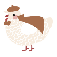 A cream chicken with a lace pattern