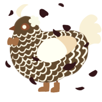 A bark and cream chicken with a lace pattern