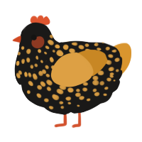 A sable and orange chicken with a speckle pattern