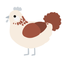 A cream and russet chicken with a neck-speckle pattern