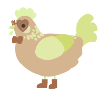 A beige and lemon chicken with a neck-speckle pattern