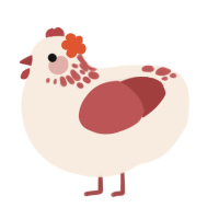 A cream and red chicken with a neck-speckle pattern