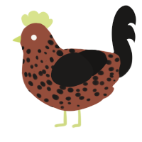 A russet and sable chicken with a speckle pattern